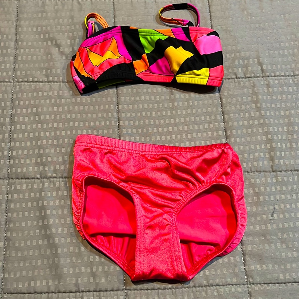 Pink bra top and brief set, 6X-7